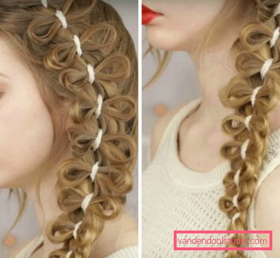 Ажурна коса з стрічкою покроково